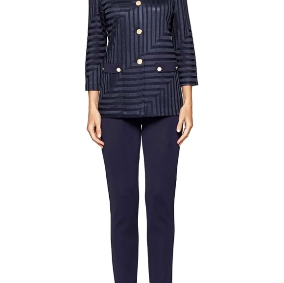 Misook Geometric Military Style Knit Jacket - Picture 2 of 6